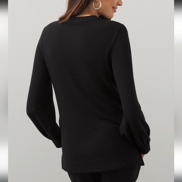 Black Leopard Print Sweater With Pockets Tunic Contemporary Medium Career - Picture 3 of 10